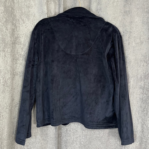 Jockey Women's L Velour Lounge Set Navy Shell Buttons Jacket Pants Y2K CozyCore - Picture 4 of 8